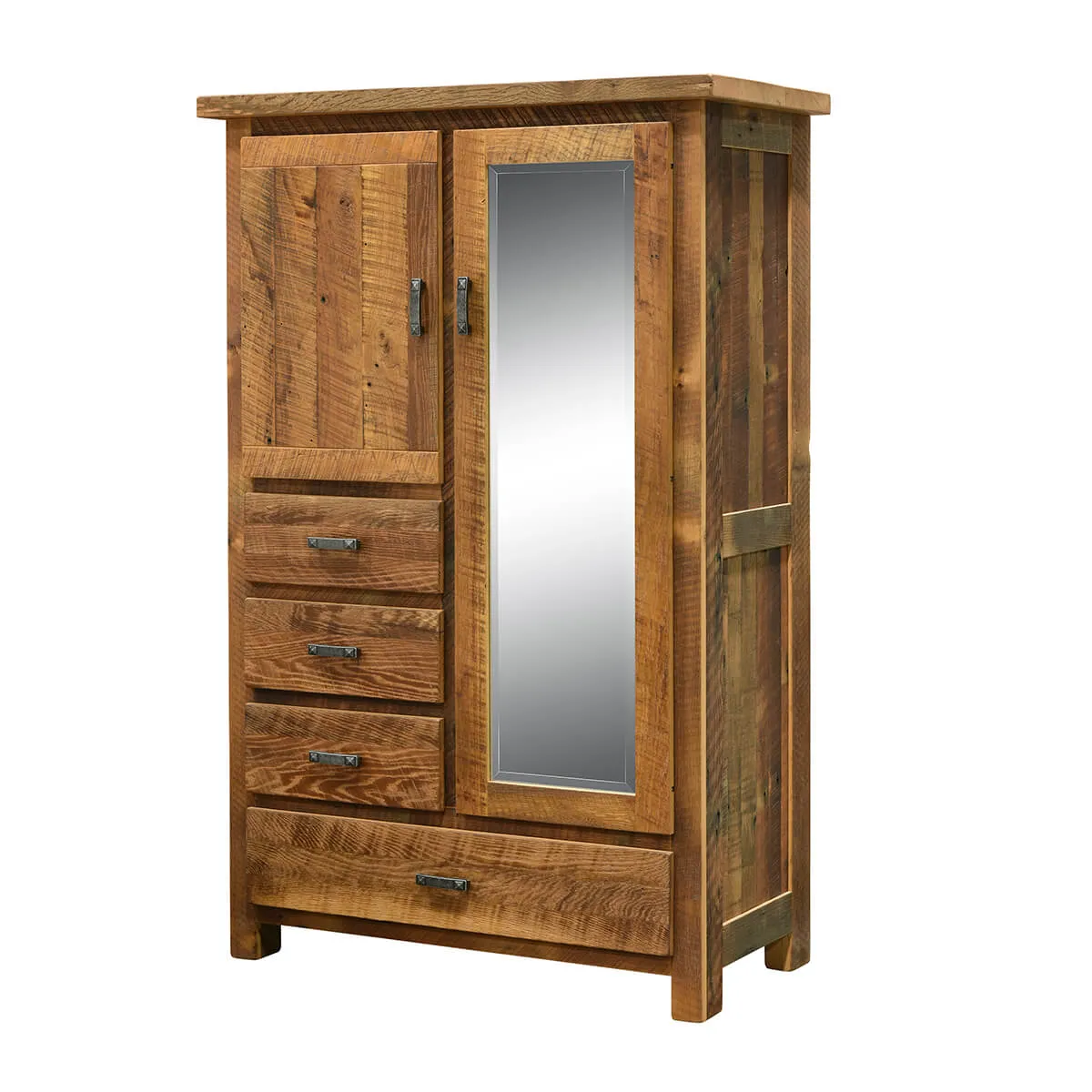 Farmhouse 4-Drawer Armoire with Mirror