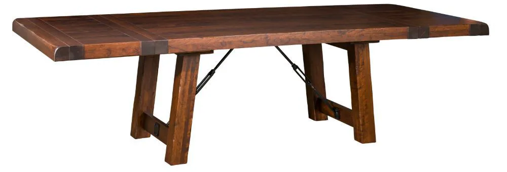 Settlers trestle dining table (extended with leaves)