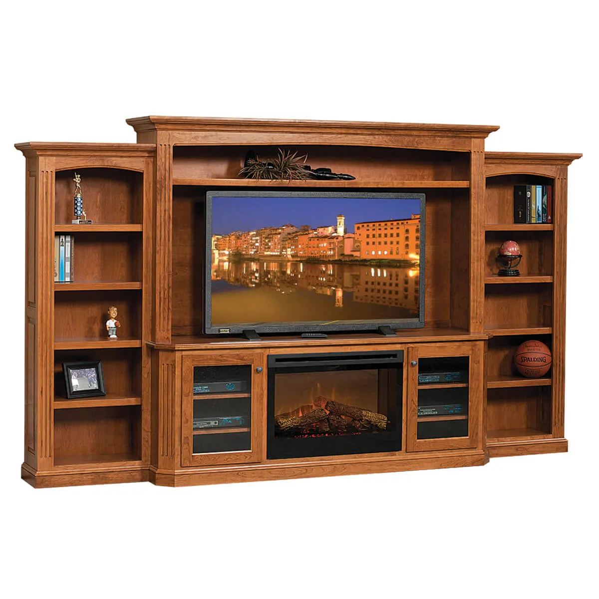 Buckingham Series Entertainment with Side Bookcases &amp; Fireplace