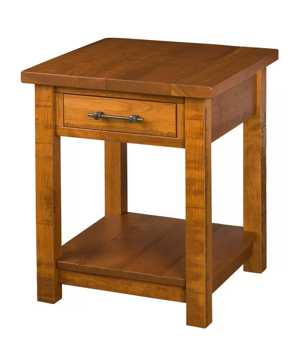 Rch timber mill 20 open end table wood rustic cherry stain ocs 104 seely hardware k558 si handles