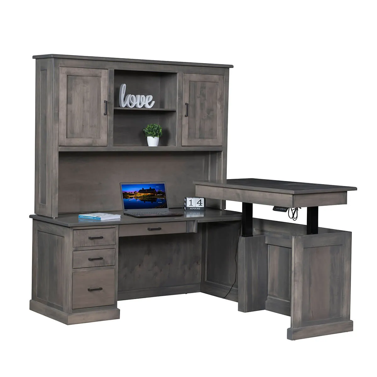 Urban L-Desk with Adjustable Return and Hutch