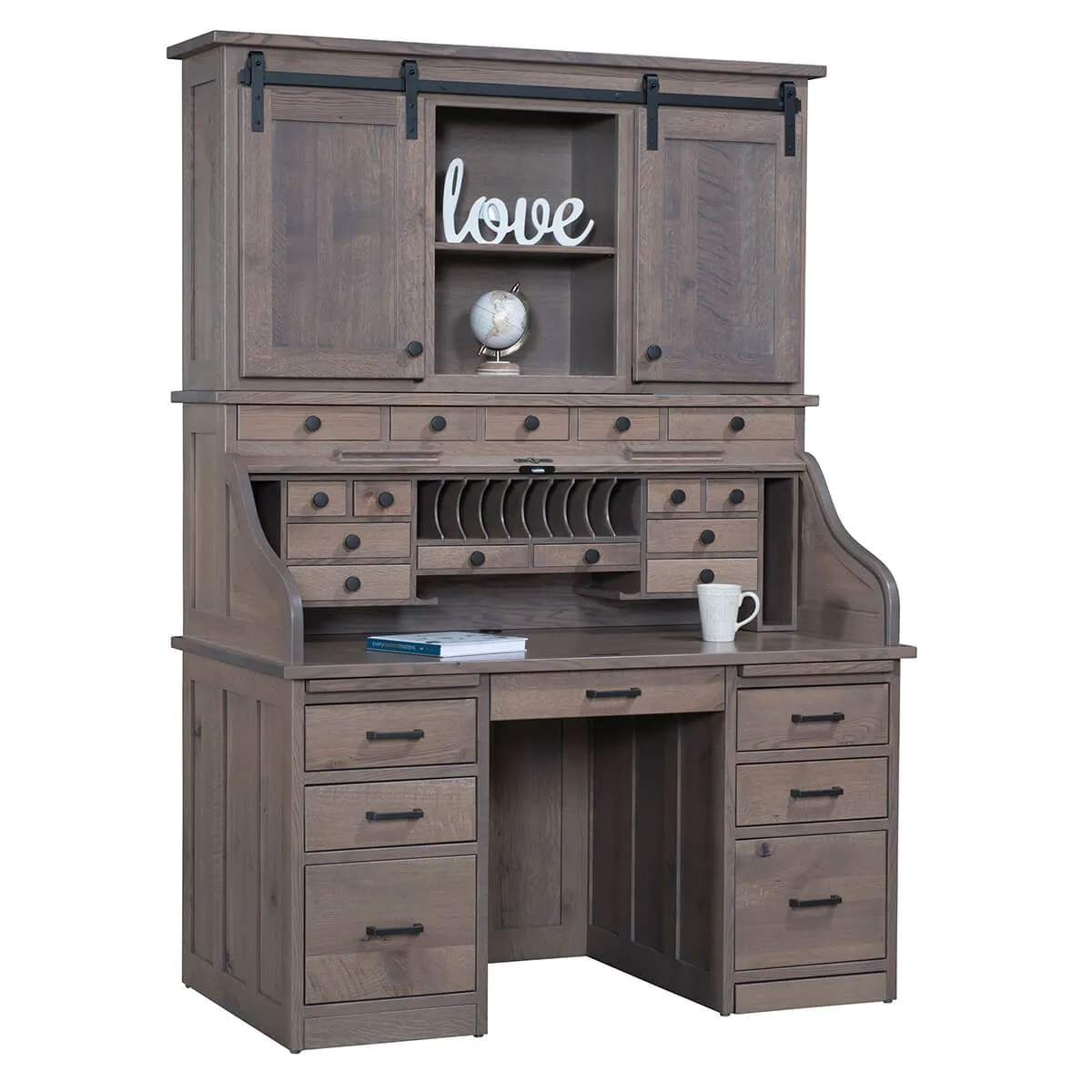 56 Inch Mission Desk with Hutch