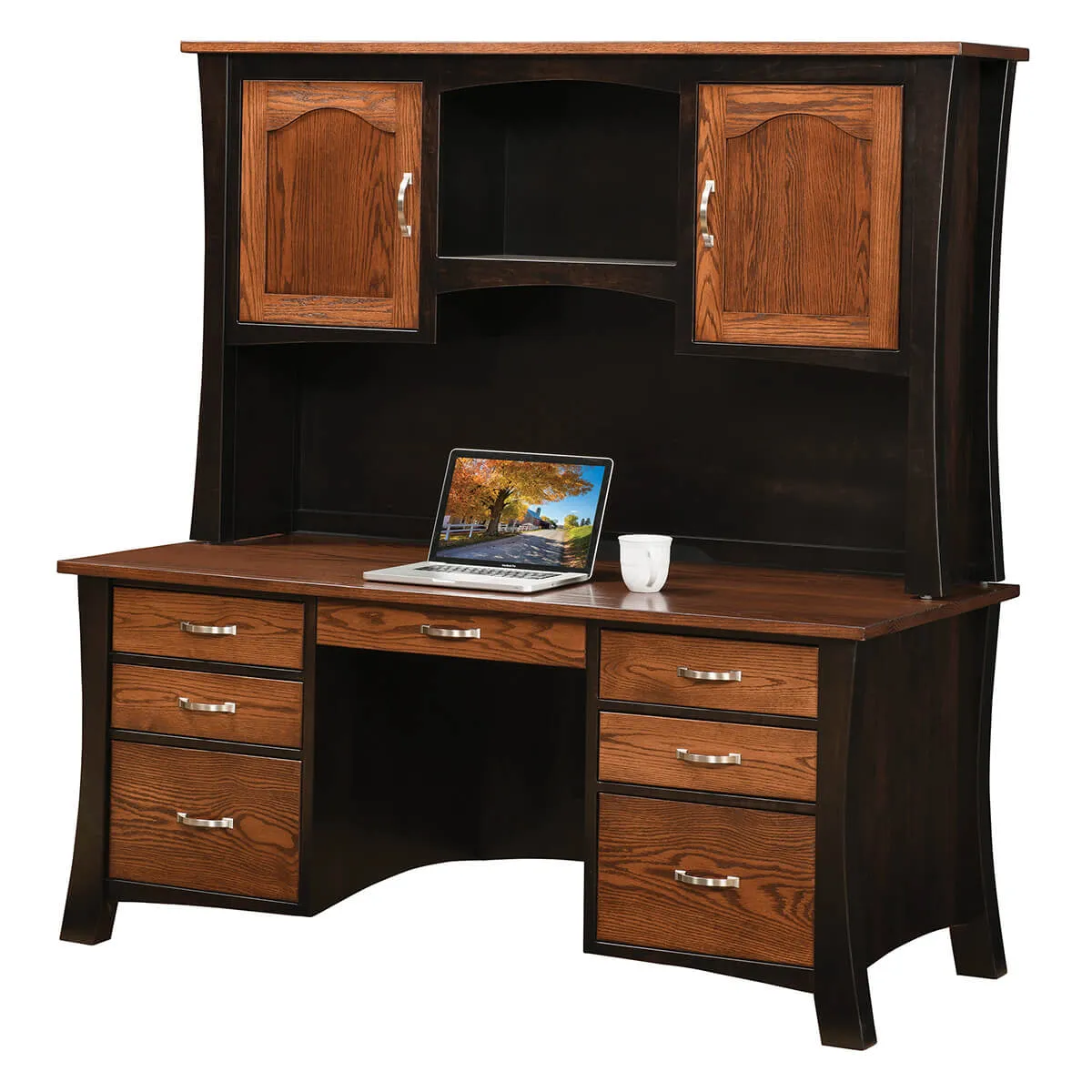 68 Inch Jefferson Flat Top Desk with Hutch
