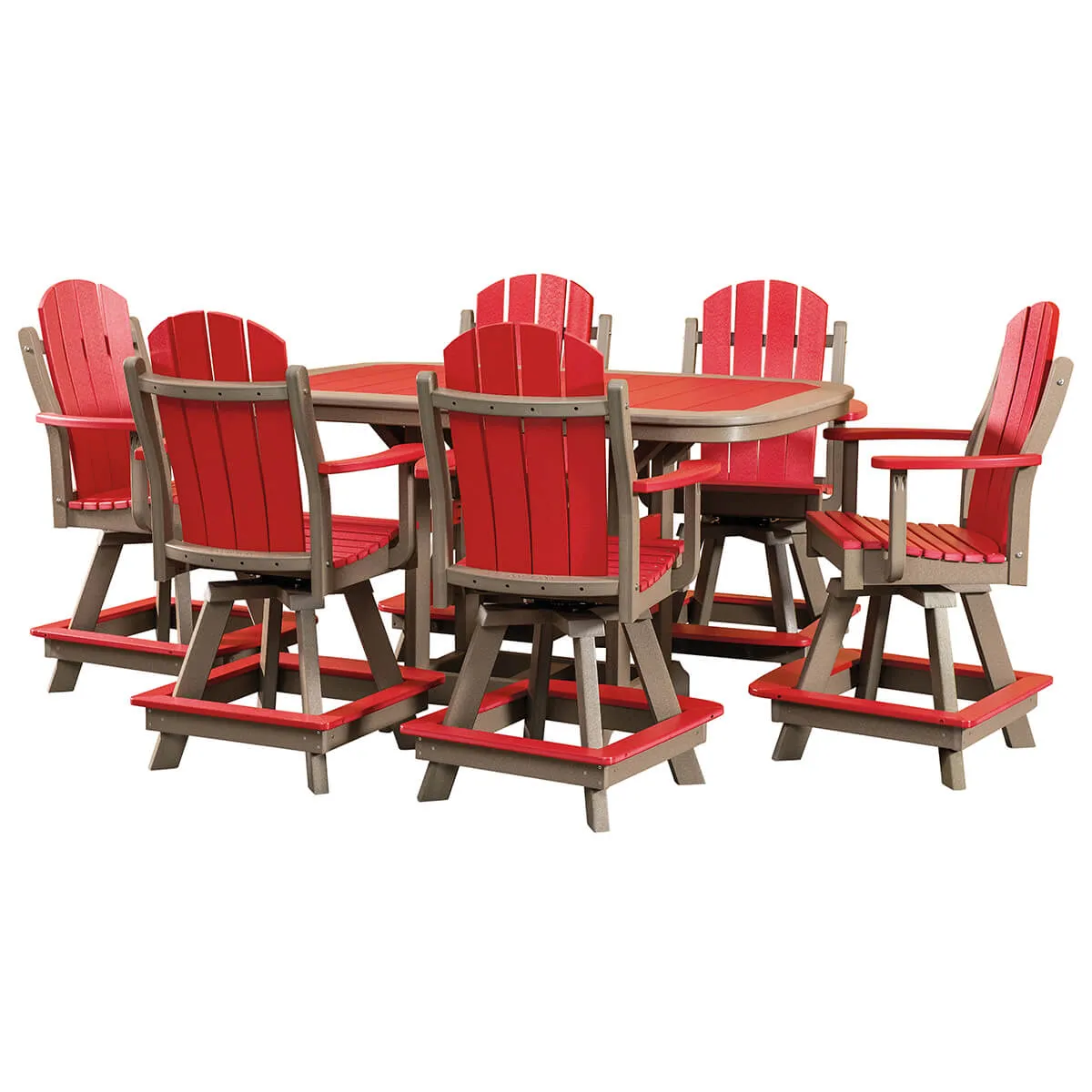 42 Inch x 64 Inch Oval Table with Malibu Swivel Bar Chairs
