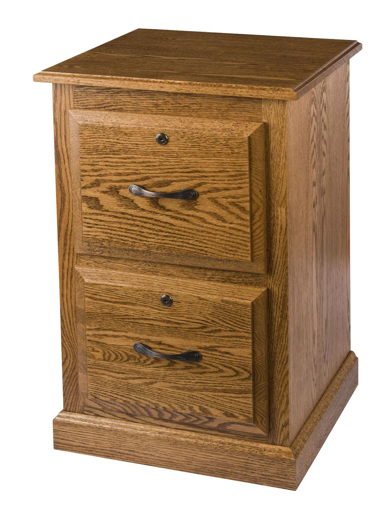 Traditonal 2 drawer file cabinet wood=oak  stain=fruitwood