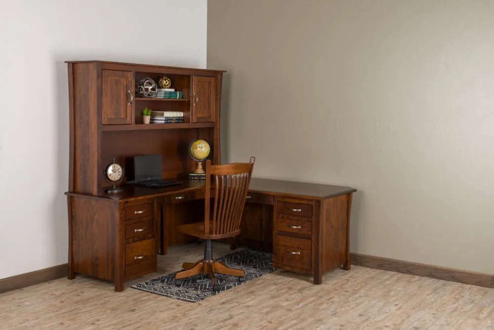 Tyron L Desk with Hutch Top