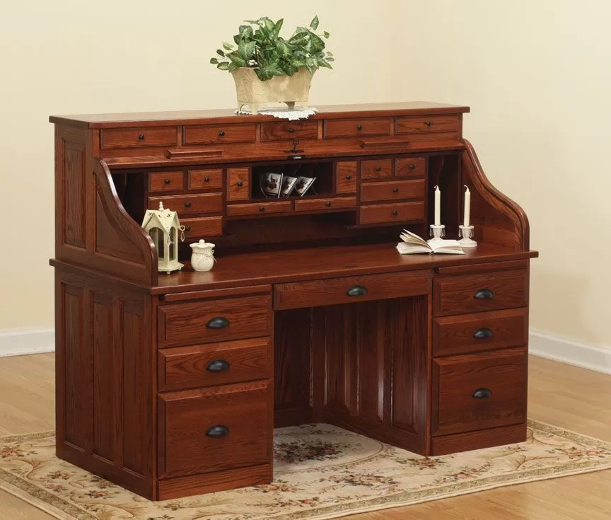 Traditional 68 Inch Rolltop Desk