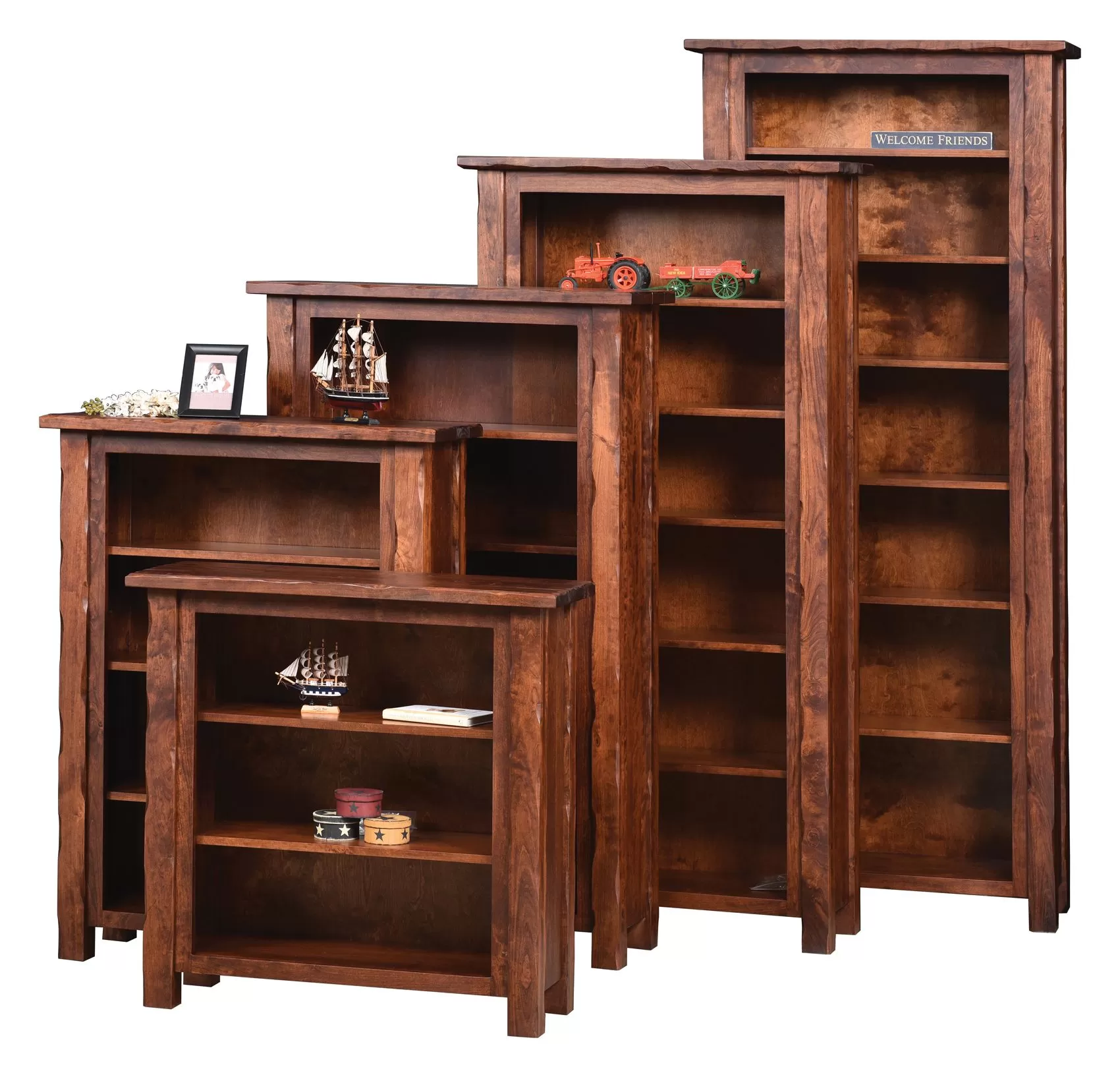 36" Hand Hewn Open Bookcases