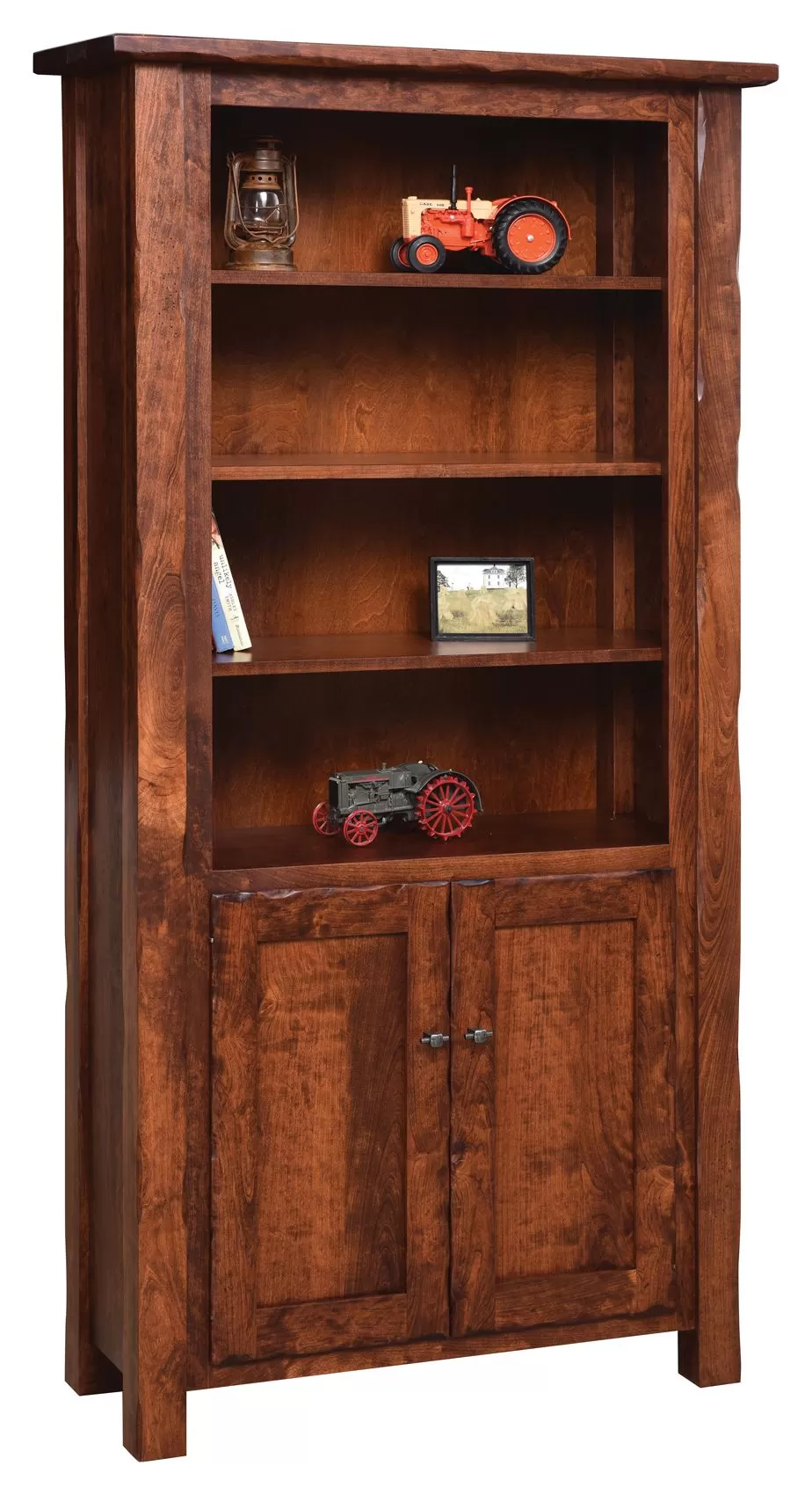 36" Hand Hewn Bookcase with Doors