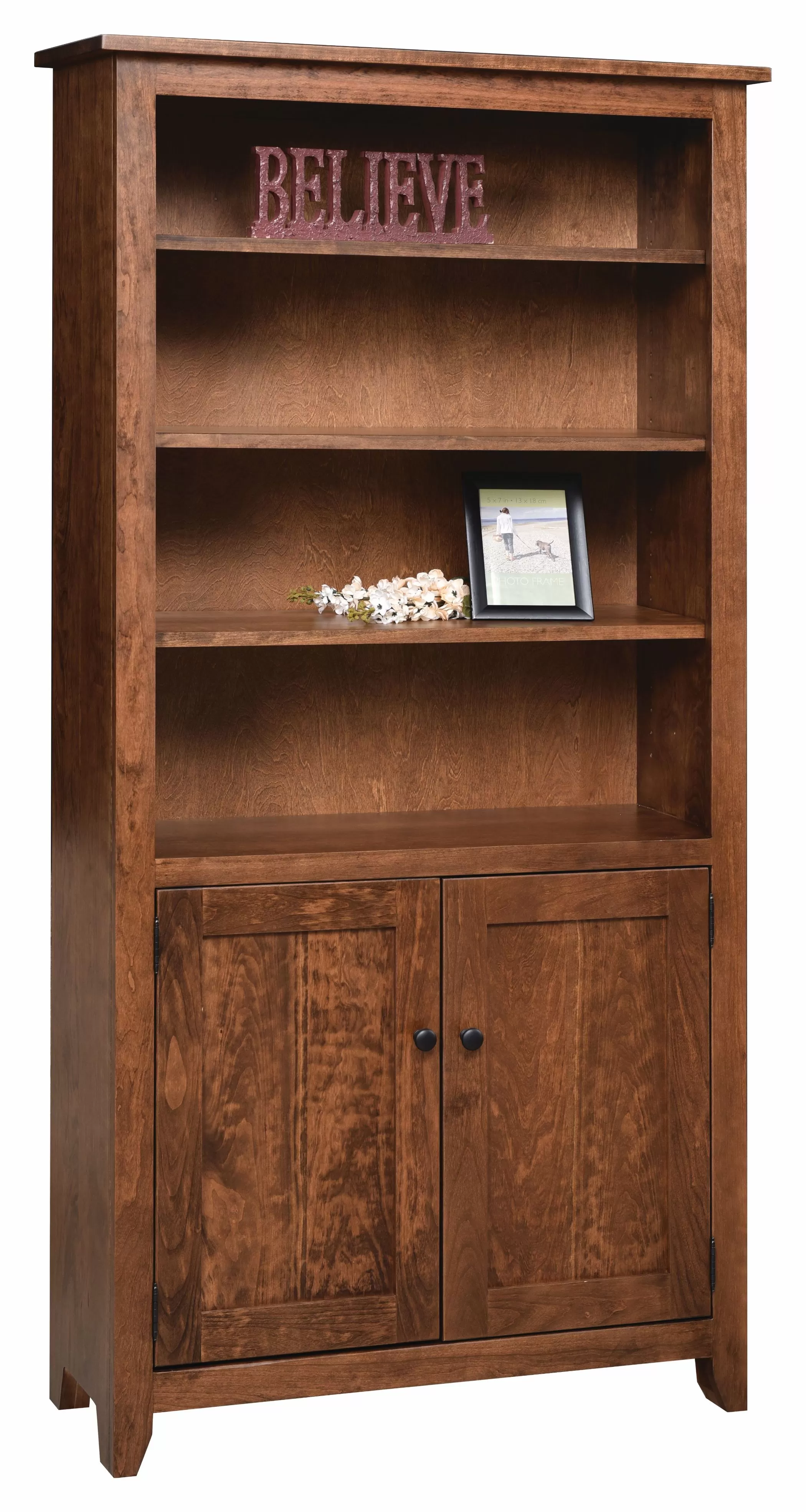 36" Modern Mission Bookcase with Doors