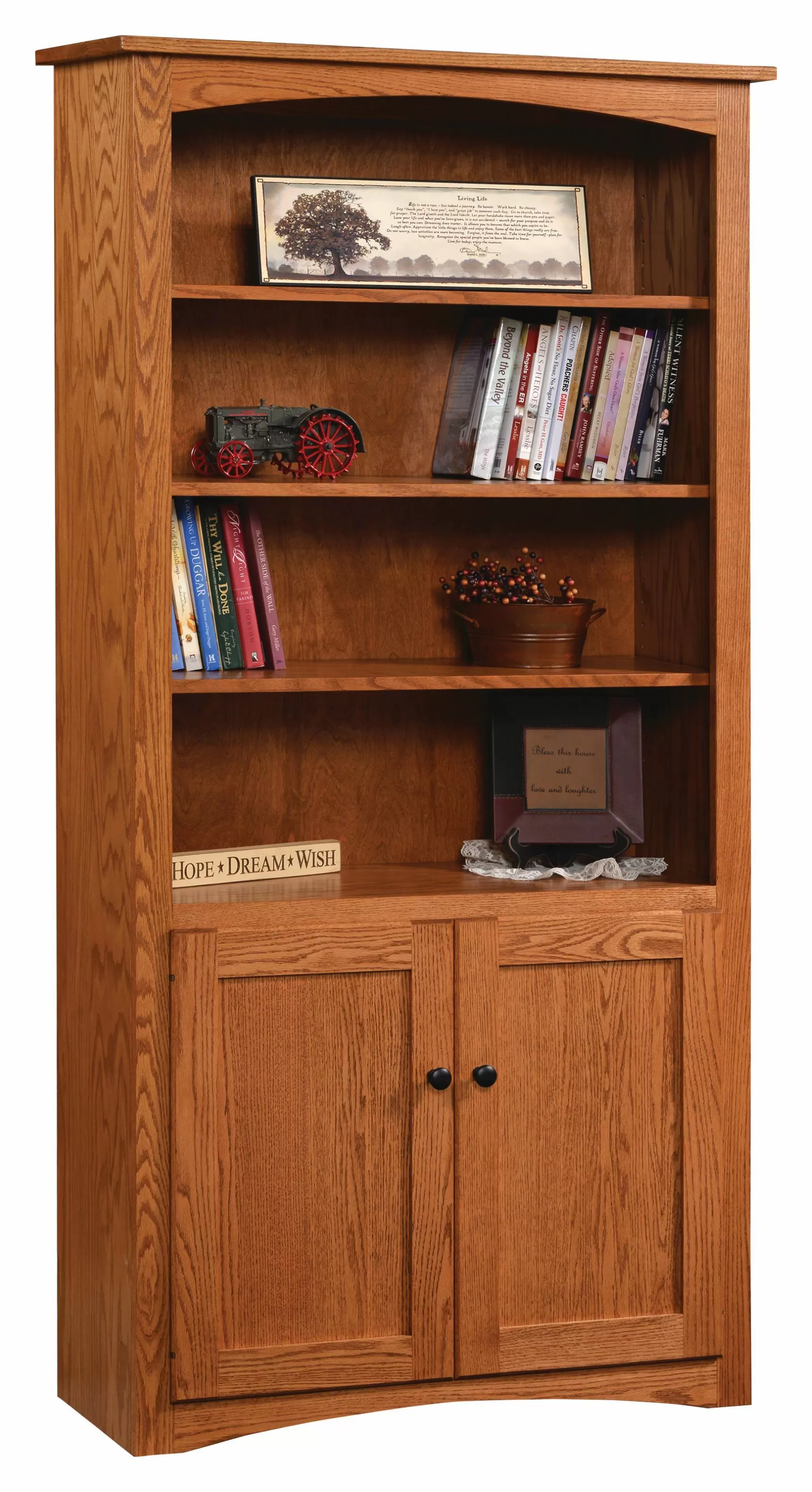36" Shaker Bookcase with Doors