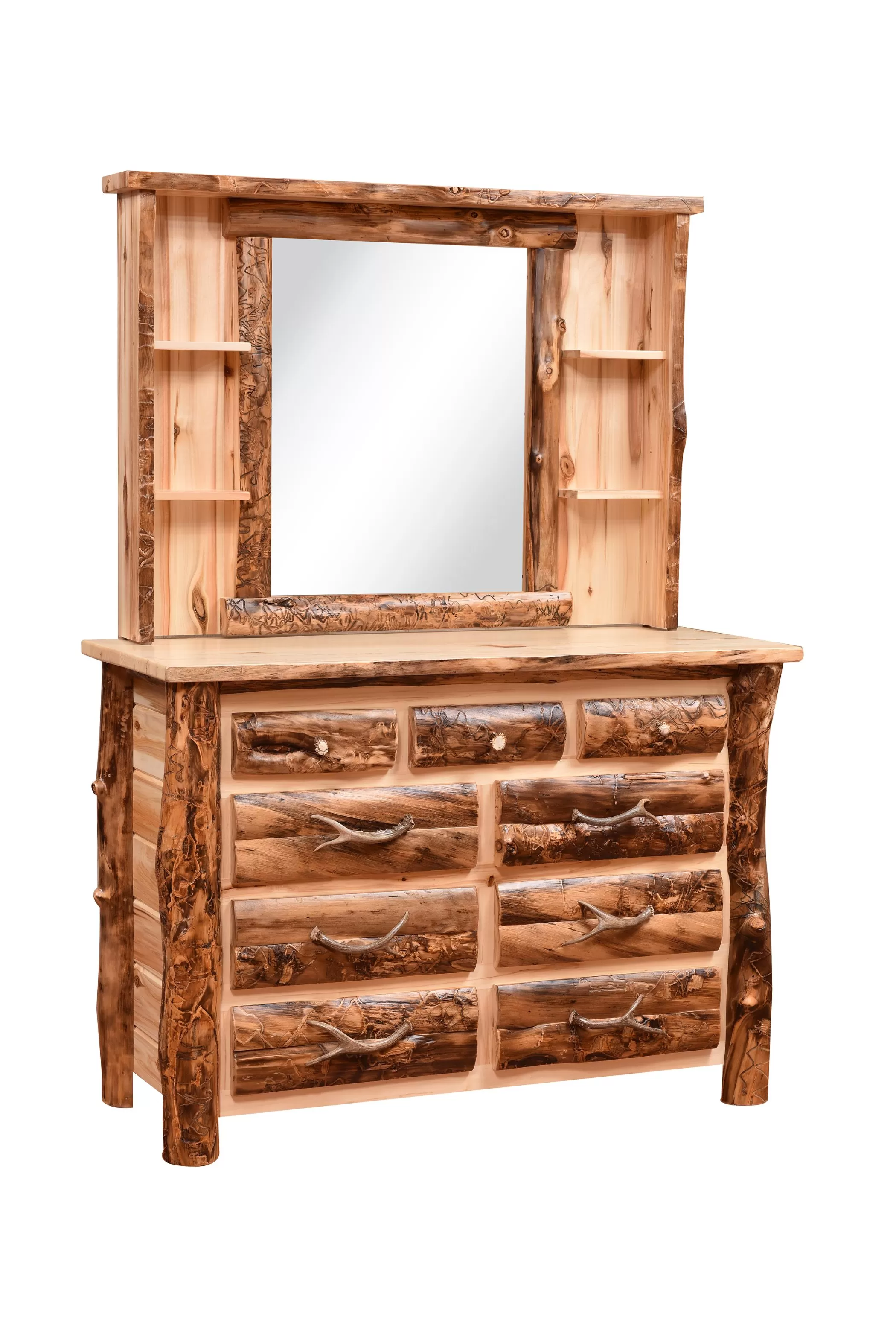 Rocky Mountain 3 over 6 Drawer Dresser with Deluxe Mirror