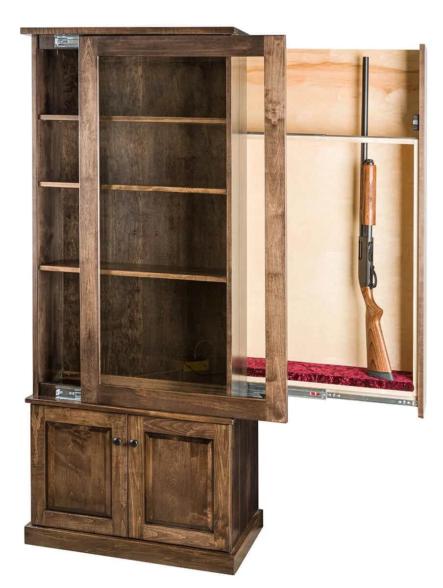 Sliding Door Bookcase With Hidden Gun Pullout