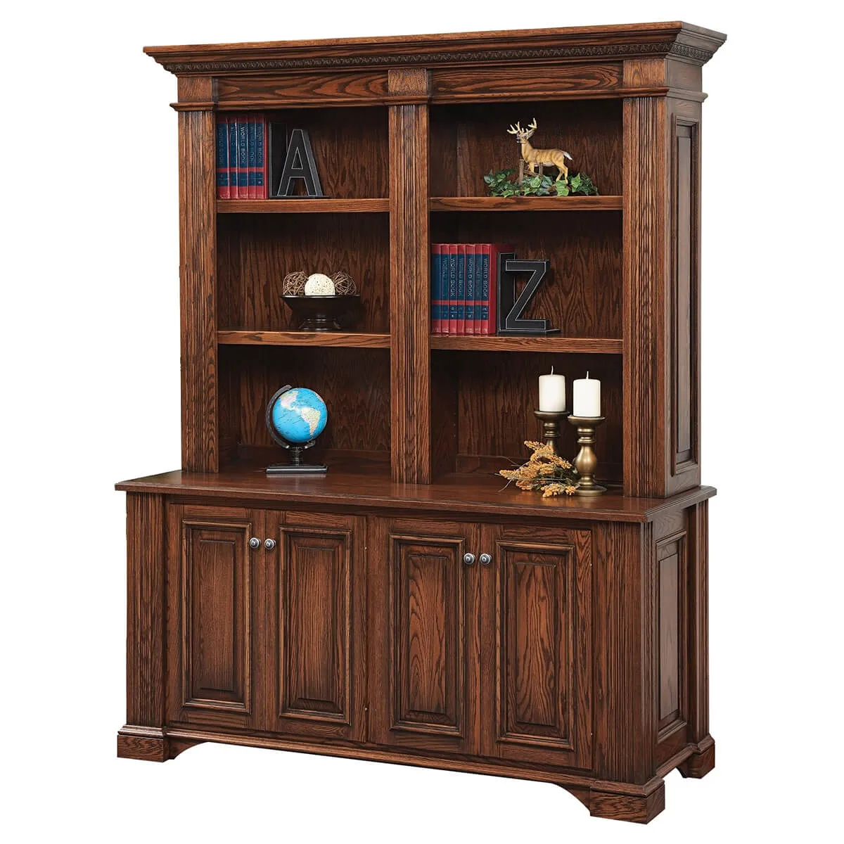 Lincoln Series Double Door Base &amp;amp; Bookshelf Hutch