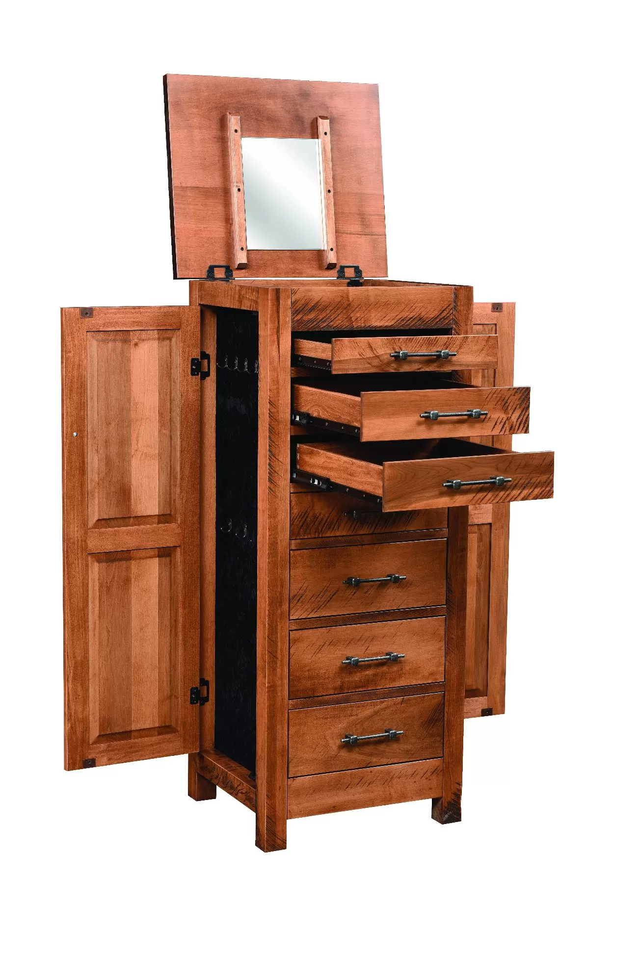 155 alpine roughsawn jewelry armoire open