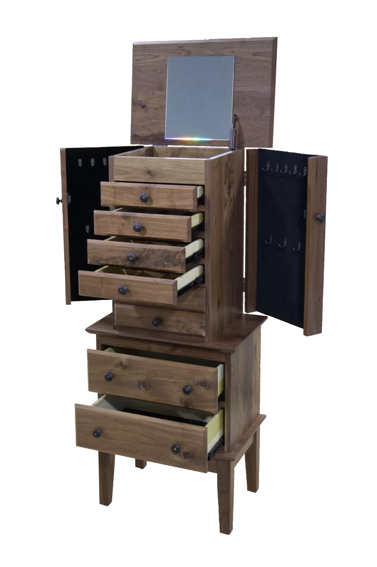 121 split deco shaker jewelry armoire open