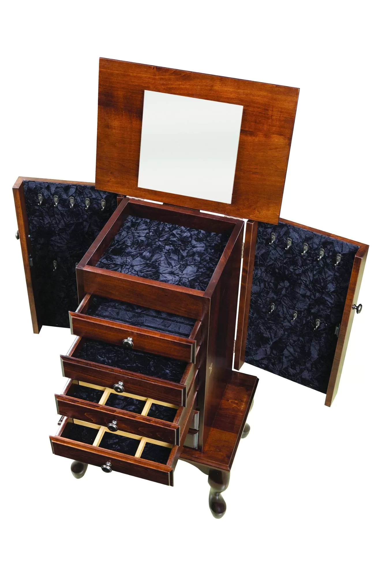 112 queen anne jewelry armoire open