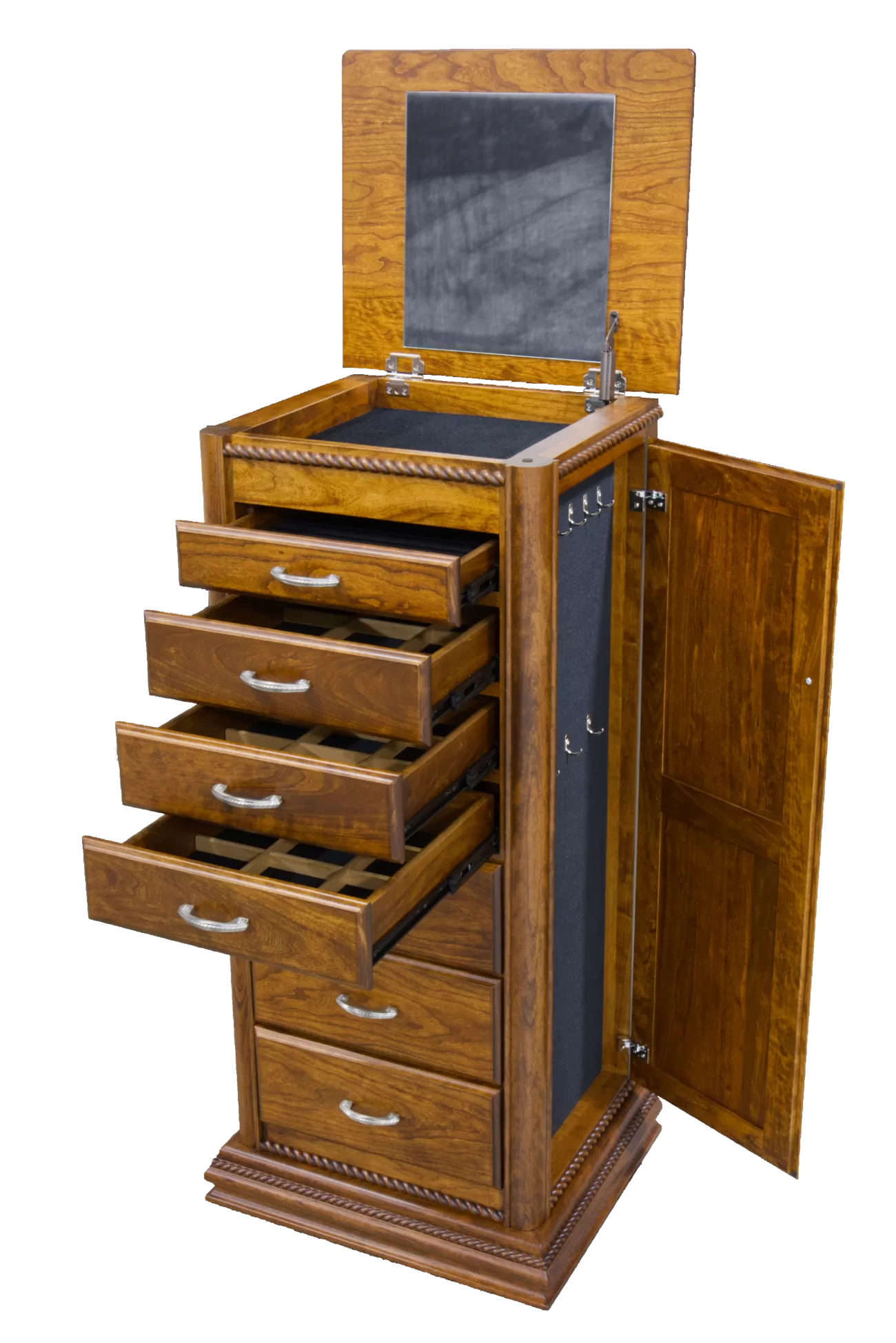 141 rope twist jewelry armoire open