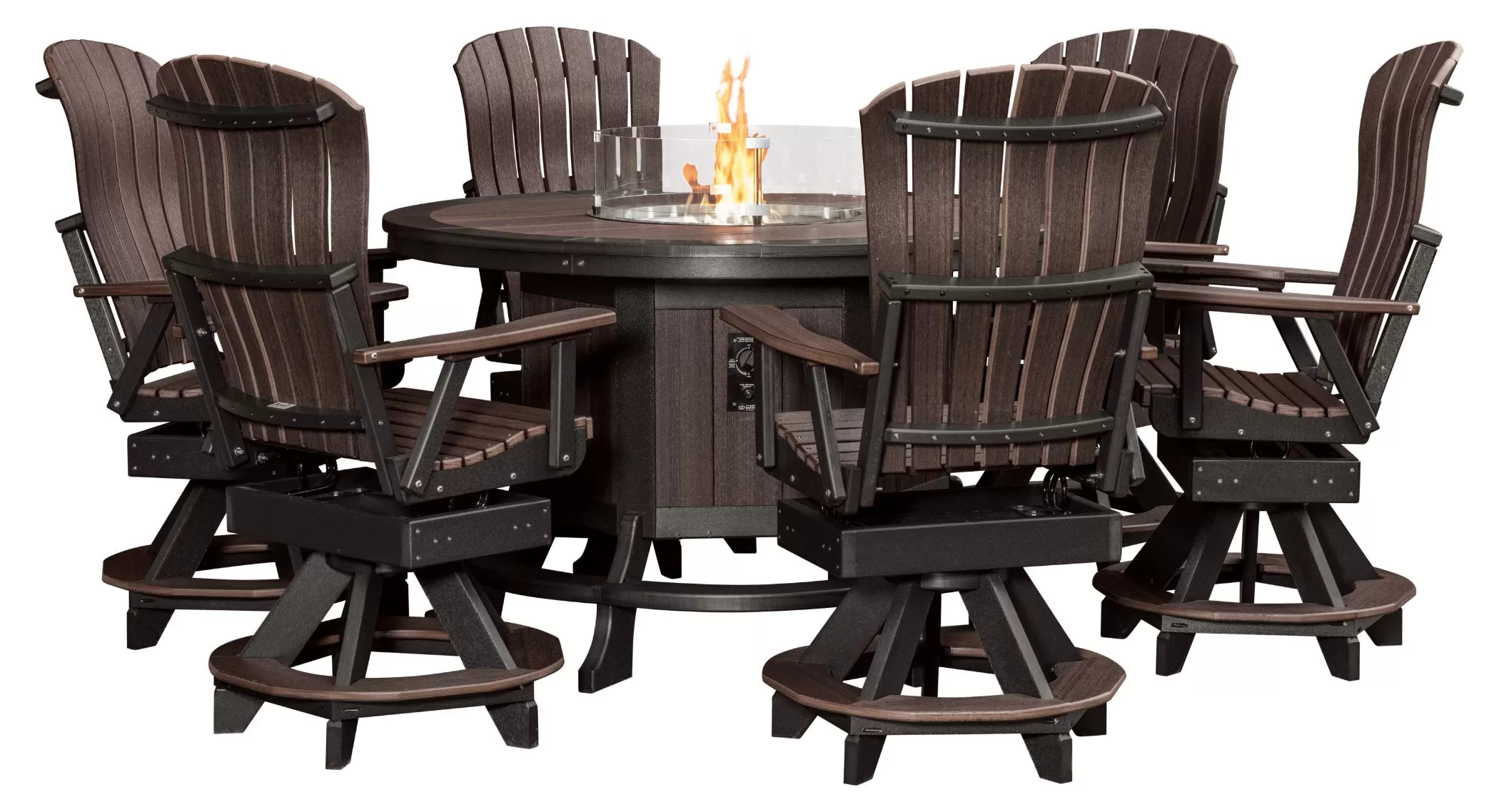 60" Round Jade Fire Pit Table with Kaden Swivel Rocker Chairs